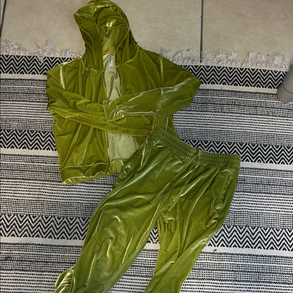 Fabletics Green Velour Tracksuit